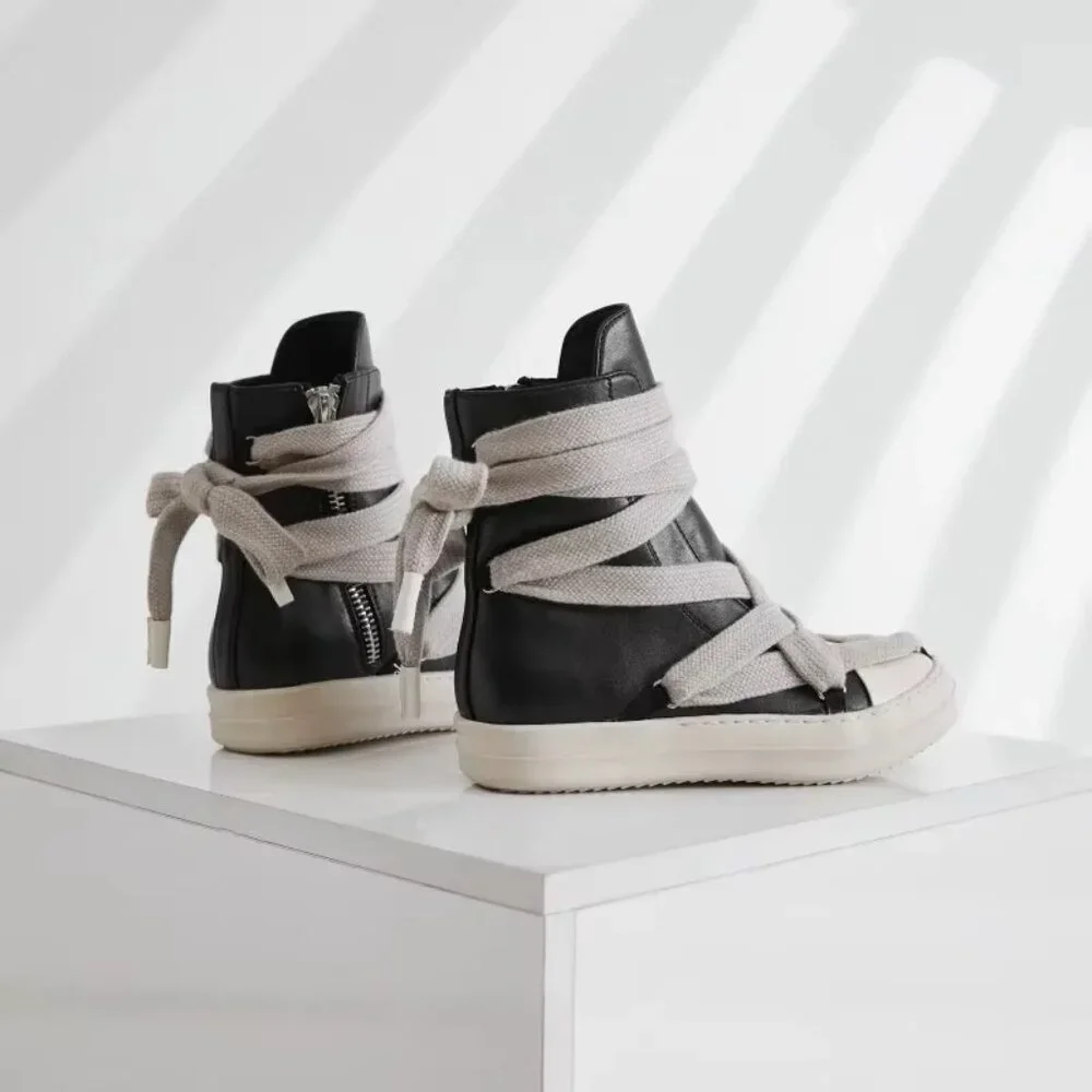 Men Woman Casual Lace-up Thick Soled Trendy Shoes,Street Motorcycle Sneakers - Picture 4 of 6